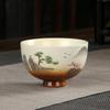 1pcs 100ml Coarse Pottery Teacup Single Cup Large Handmade  Ceramic Kung Fu Tea Set  Hand-painted Firewood Master Cup.