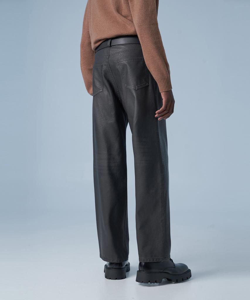 Sperone Cracked Leather Loose Pants (Black)