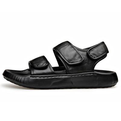 Fashion New Designer Genuine Leather Sandals for Men Solid Color Summer Lightweight Soft-soled Casual Beach Shoes Man Outwear Sandals