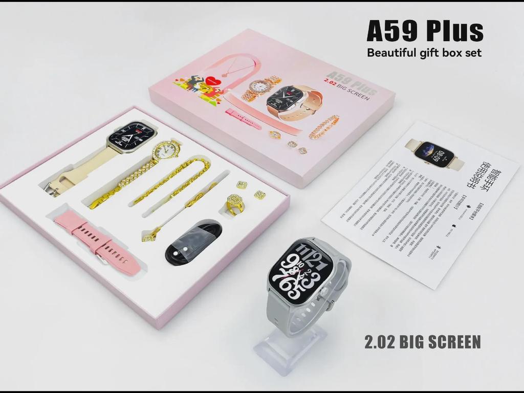 A59PLUS Smartwatch Gift Set with 2.02" HD Screen and Information Reminder Bracelet