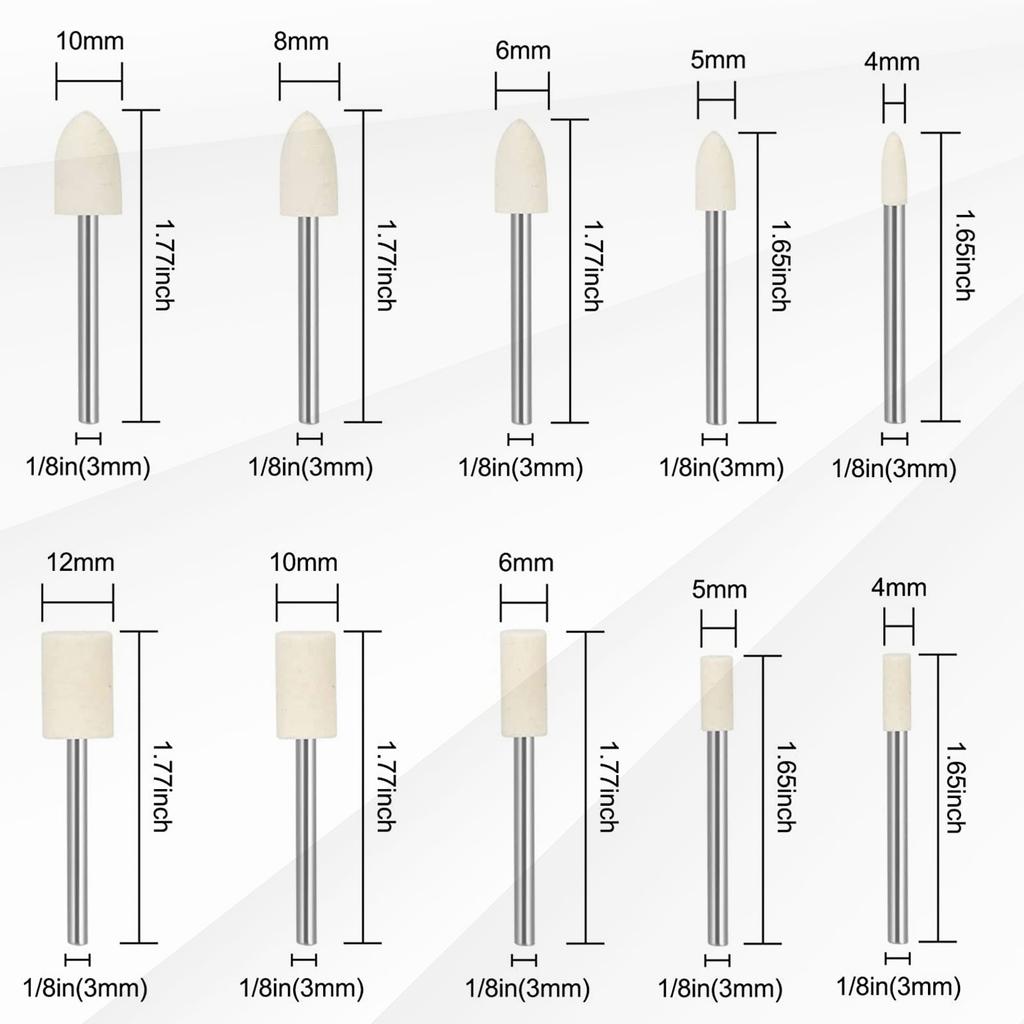 50/58PCS Mini Drill Abrasive Brush Nylon Fiber Buffing Polishing Wheel with 1/8 Inch Shank for Dremel Rotary Tool Accessories