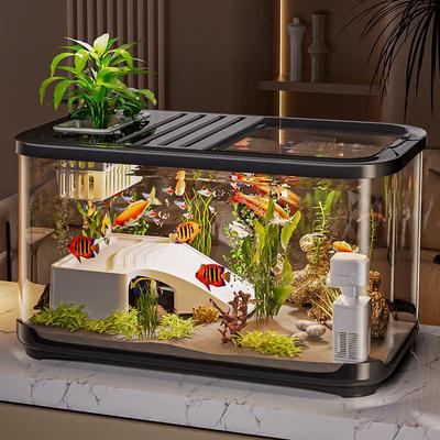 Large Transparent Eco-Friendly Fish and Turtle Aquarium with Lid for Living Room