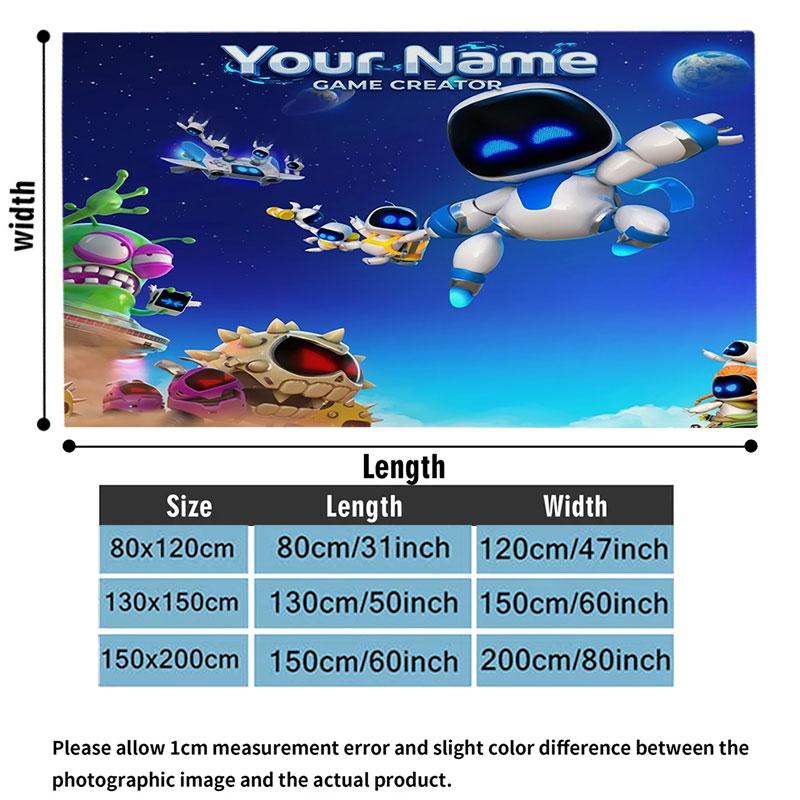1PC ASTRO BOT Custom Name Patterned Flannel Blanket Suitable For All Seasons for Home Decor Warmth and Comfort Gifts Holiday Present