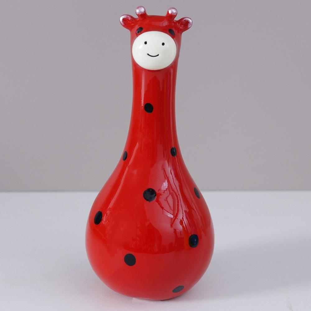 Hand Painted Cartoon Giraffe Resin Vase Novelty Cute Animal Flower Holder  Desktop Decor