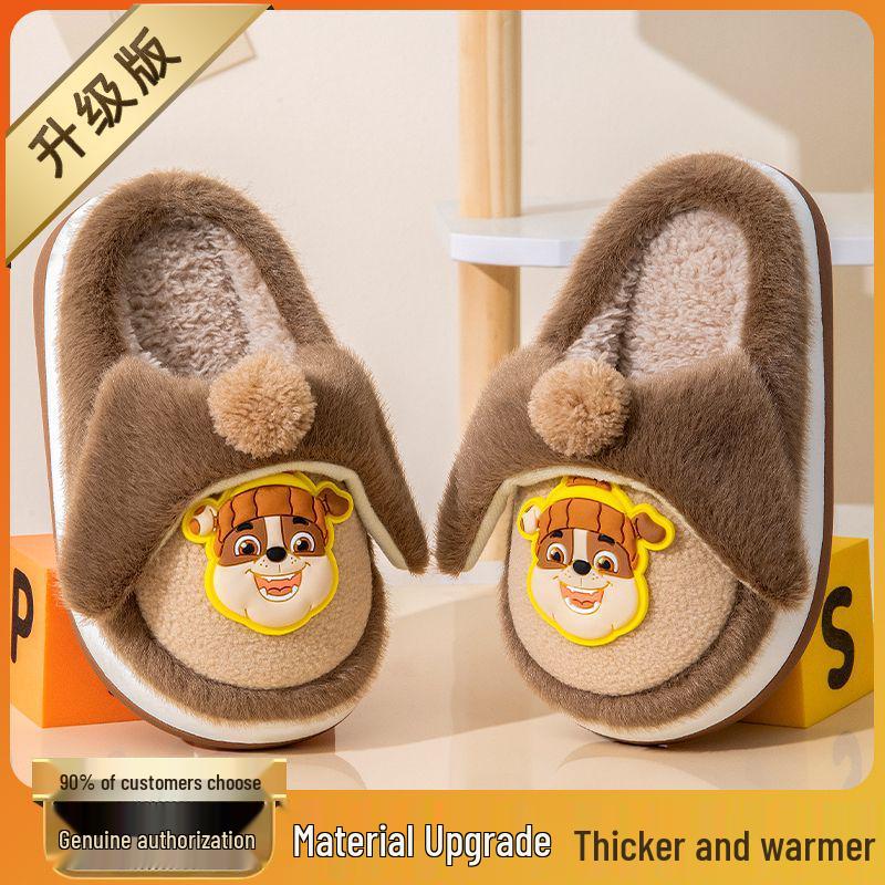 Paw Patrol Kinder rutschfeste Winter-Fellhausschuhe - Warm Baumwolle für Jungen & Mädchen