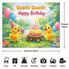 2D Zeichentrickente Kuchen & Geschenk Frühlingsgarten Geburtstag Fotografie Hintergrund