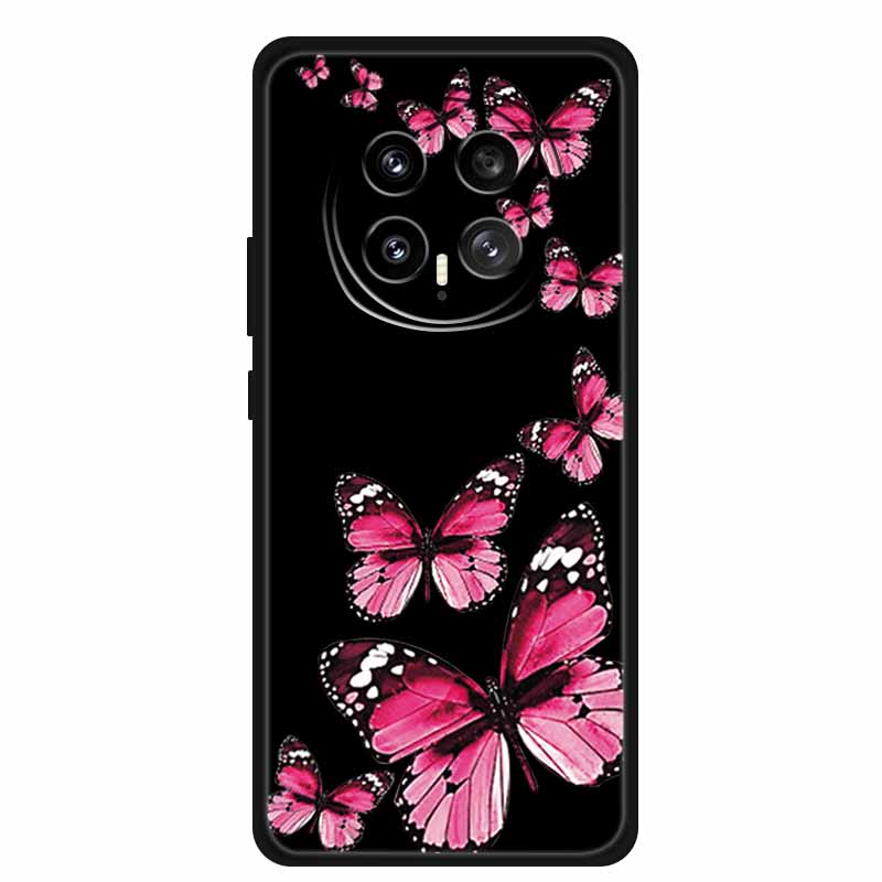 Phone Case For Honor Magic8 5G Soft TPU Black Silicone Cover For Honor Magic 8 2025 Case Coque Cartoon Flowers Protective Funda