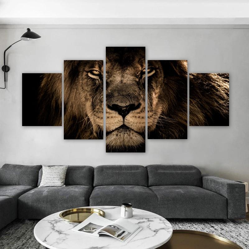 

5 Panels Lion Posters Canvas Painting Wild Animal Pictures Prints Wall Art For Living Room Modern Home Decor 5 Pieces No Frame 20x35 20x45 20x55cm