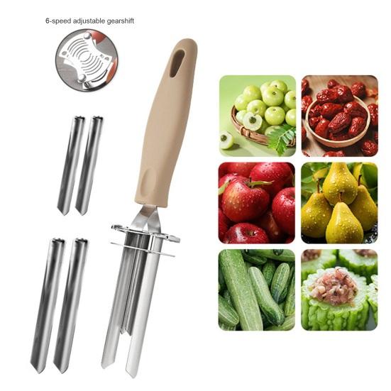Adjustable Fruit Core Remover Tool Stainless Steel Bell Pepper Cutter Deseeder Quick Seeds Removal for Homemade Dishes