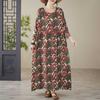 Printed Loose Thin Long Dress Large Size Long-sleeved Middle-aged and Elderly Dresses