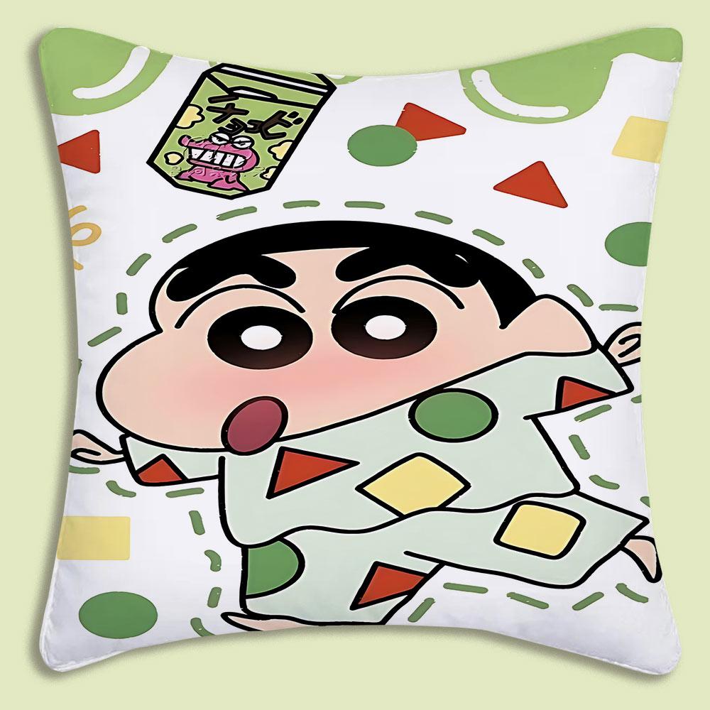 Cartoon Crayon Shin-chan Pillow Covers Cartoon Sofa Decorative Home Double-sided Printing Short Plush Cute Cushion Cover