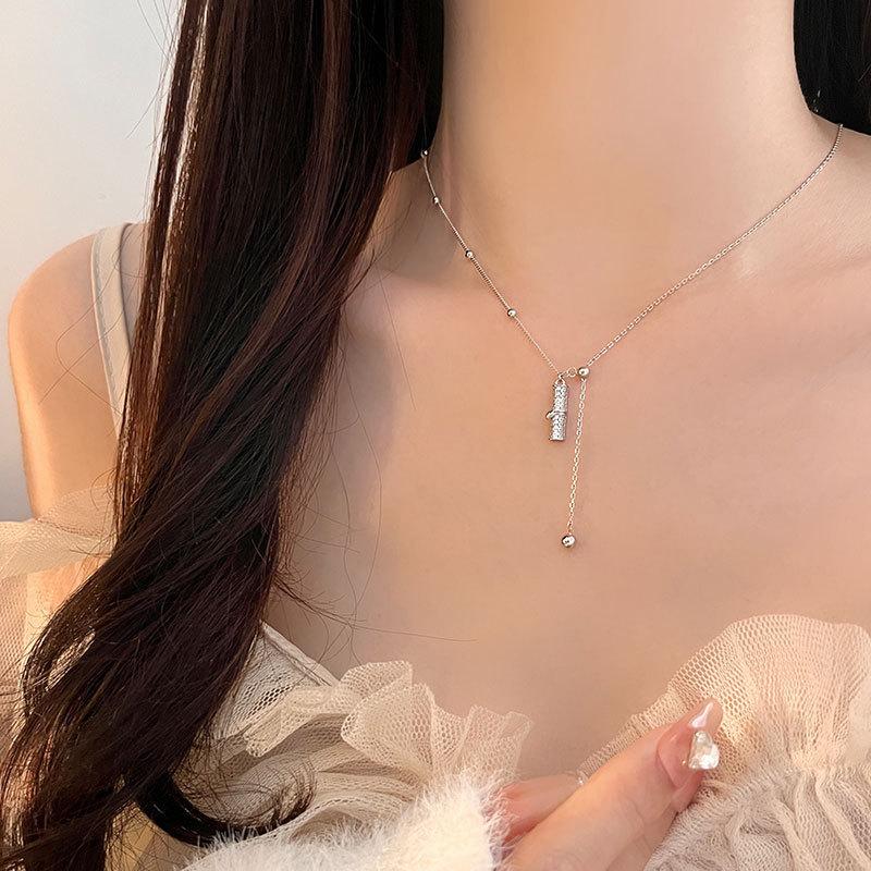 Bamboo Necklace Niche Design Bamboo Stick Tassel Collarbone Chain Women's Light Luxury Temperament High-end