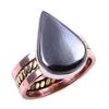 Natural Gunmetal Gemstone Handmade 925 Sterling Silver Two Tone Ring S.6.5 q0Z44