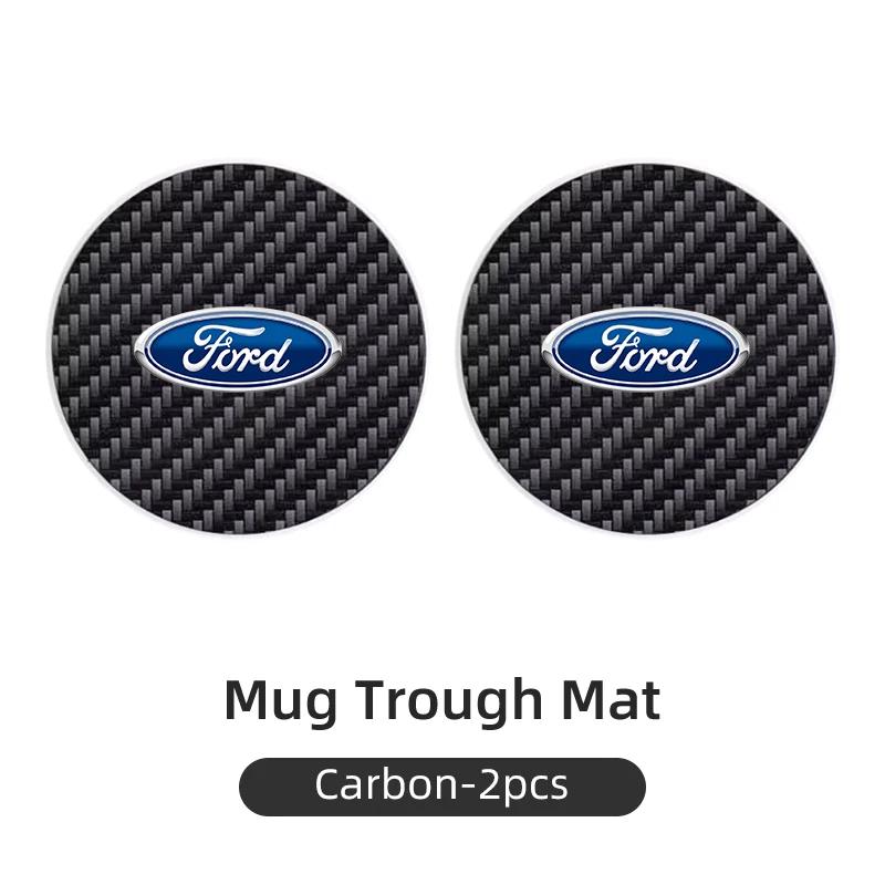 Car Carbon Leathe Coasters Centre Console Water Centre Console Cup Non-Slip Mats For Ford Fiesta Focus mk2 mk3 Ranger  Mustang CVY1