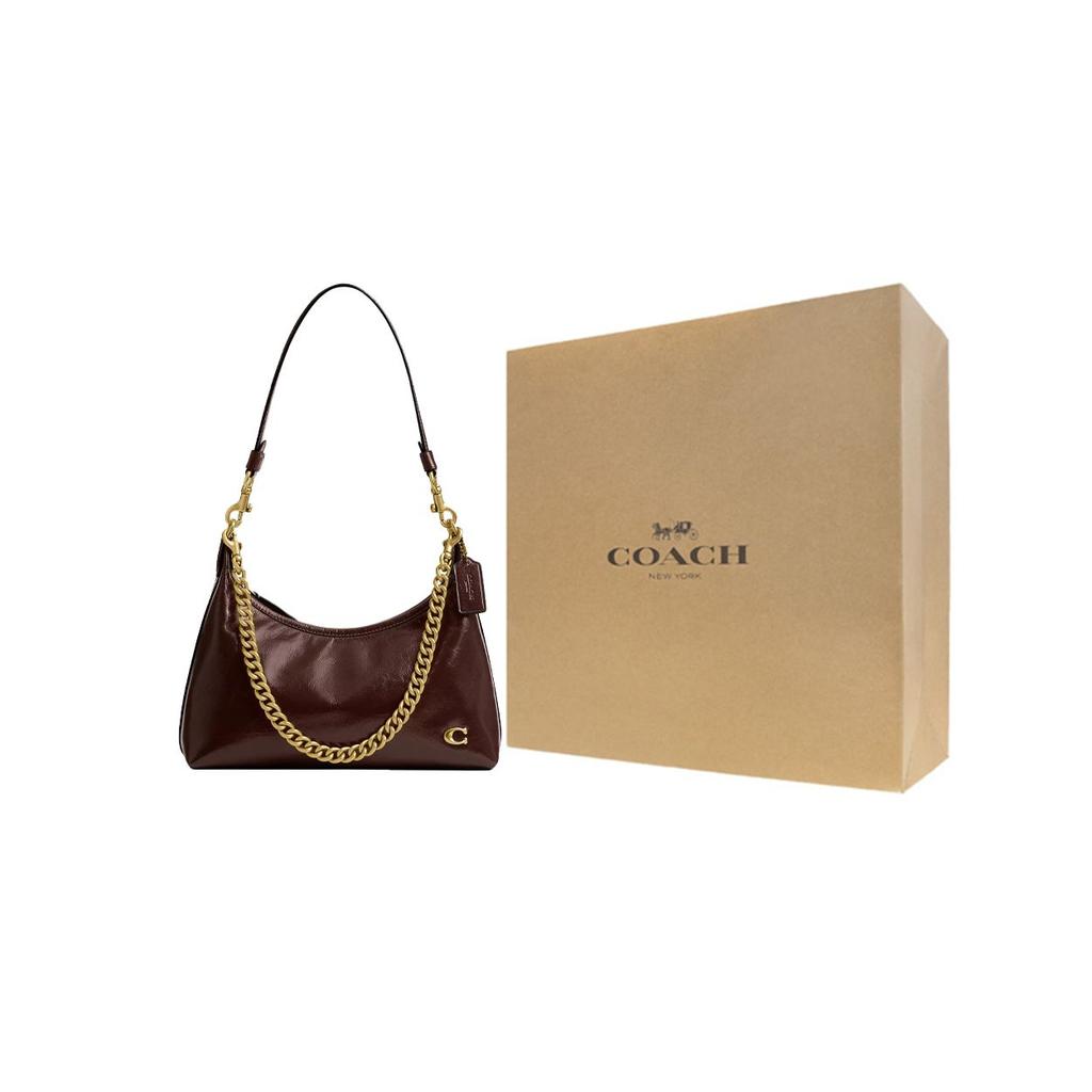 Coach Juliet 25 Metal Logo Detachable Shoulder Strap Leather Tote Bag Large Women handbags Maple CAD75-B4MPL