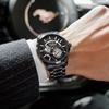 AILANG Men Automatic Mechanical Wristwatch Hollow Skeleton Dial Stainless Steel Band Business Sport Male Watch