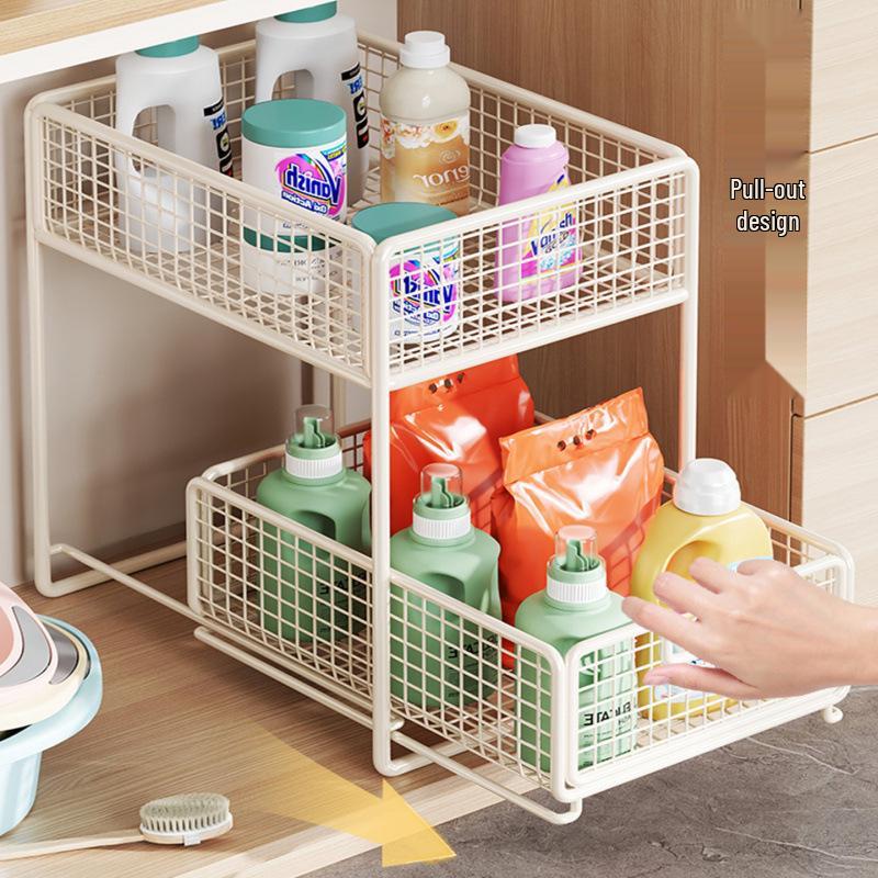 Bathroom Cabinet Pull-Out Under-Sink Storage Basket & Shelf
