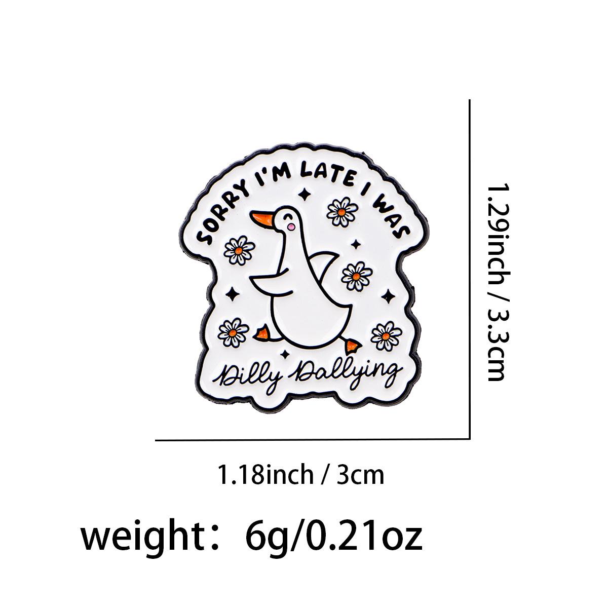 Cartoon Raccoon Alpaca Metal Brooch: Creative English Quote Badge for Clothing
