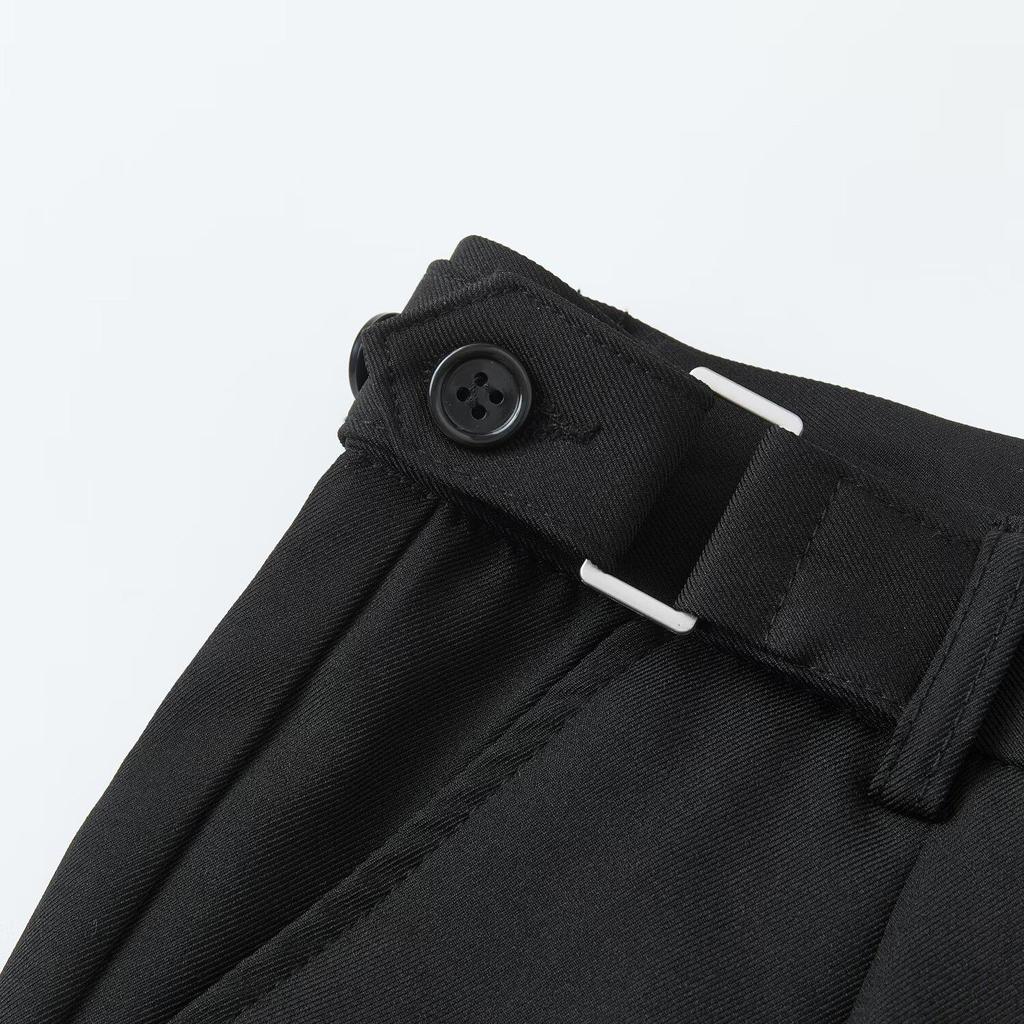 Men's Spring/Summer Casual Versatile Loose-Fit Straight-Leg Trousers with Half Elastic Waist