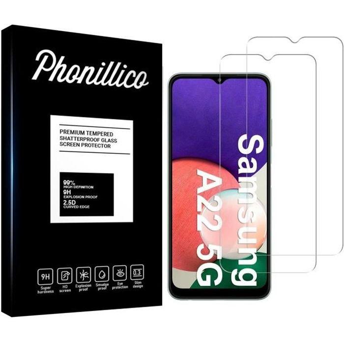 Film de protection d'écran - Phonillico - Samsung A22 5G - Pack de 2 - Verre trempé - Résistant aux rayures