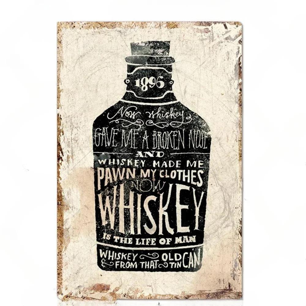Cocktail Posters Decor Vintage Metal Tin Signs Plaque Metal Sign Wall Decor for Man Cave Bar Pub Club