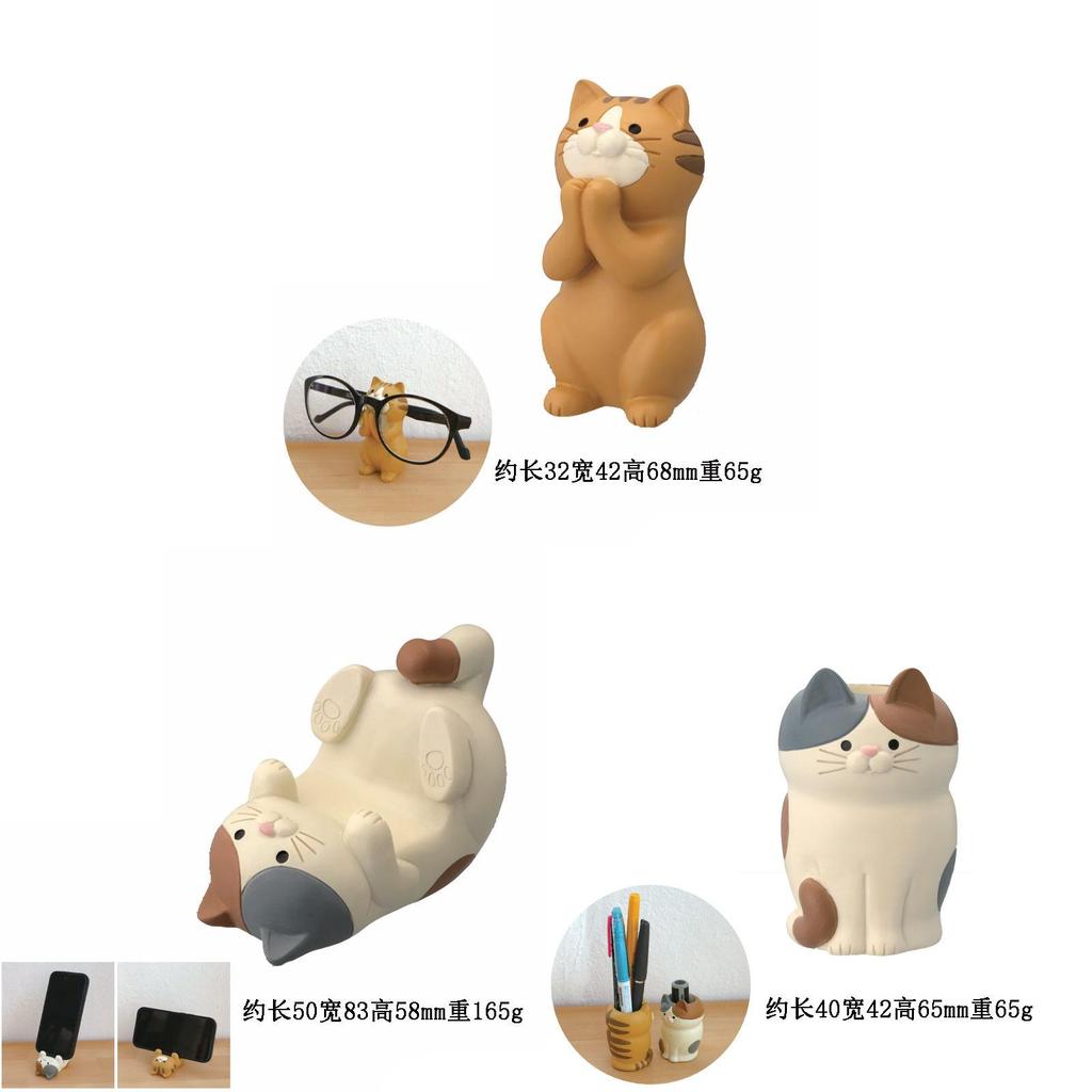 Katzen Harz Handy Ständer mit Faulenzer Halterung und Aufbewahrung für Büro Schreibtisch Dekor