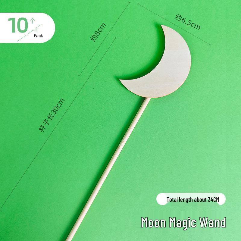 Handcrafted Wooden Fairy Wand: Stars, Moon, and Snowflake Design