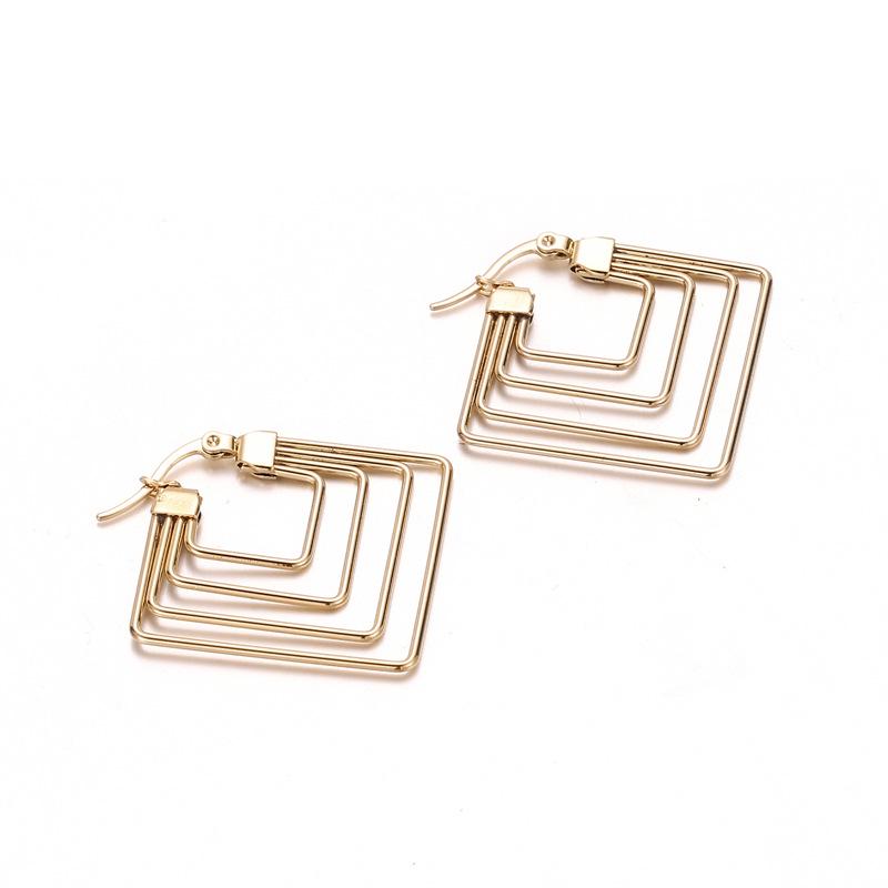 18K Gold Geometric Stainless Steel Minimalist Earrings