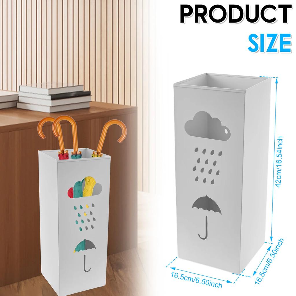 Metal Umbrella Stand Hollowed Square Walking Cane Organizer Rack Multipurpose Free Standing Umbrella Holder for Home Decoration