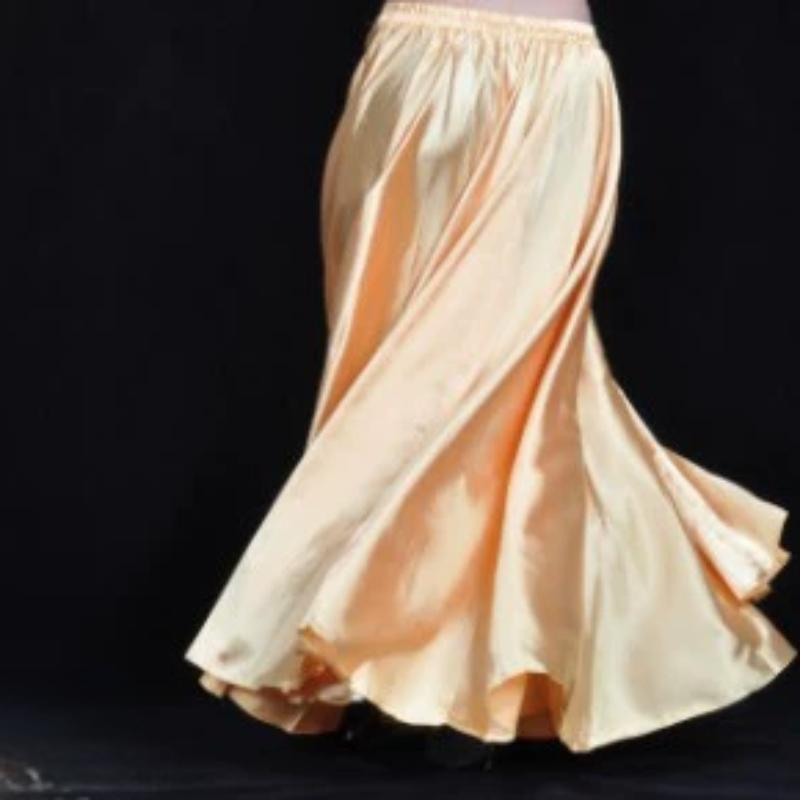 

Блискуча атласна довга іспанська спідниця для свінгових танців, спідниця для танцю живота, сонячна спідниця One Size золотий