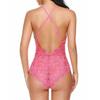 Sexy Women Bodysuits Lace Sling Perspective Lingerie Deep V-Neck Bodysuit