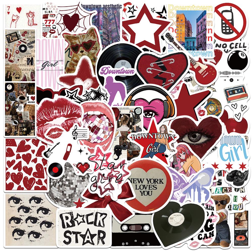 50 American Y2K Downtown Girl Stickers for Phone, Laptop, and Water Bottle