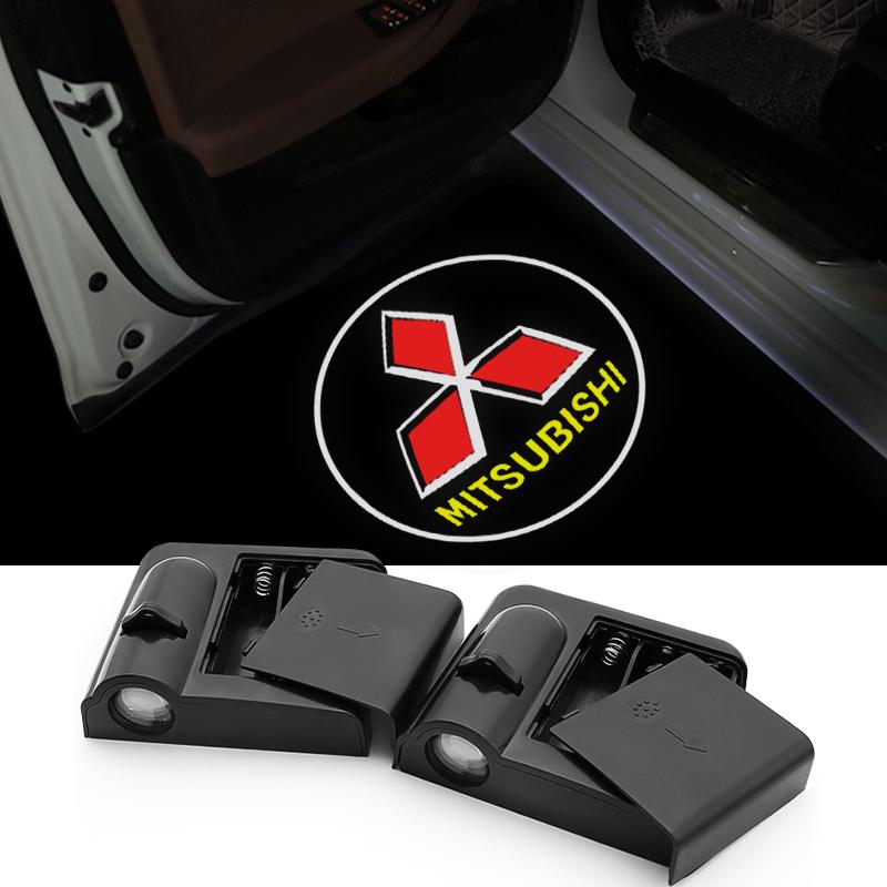 For Mitsubishi Outlander 3 Lancer ASX L200 RALLIART Pajero Car Door Welcome Light LED Projector Lamp Courtesy Lights Accessories