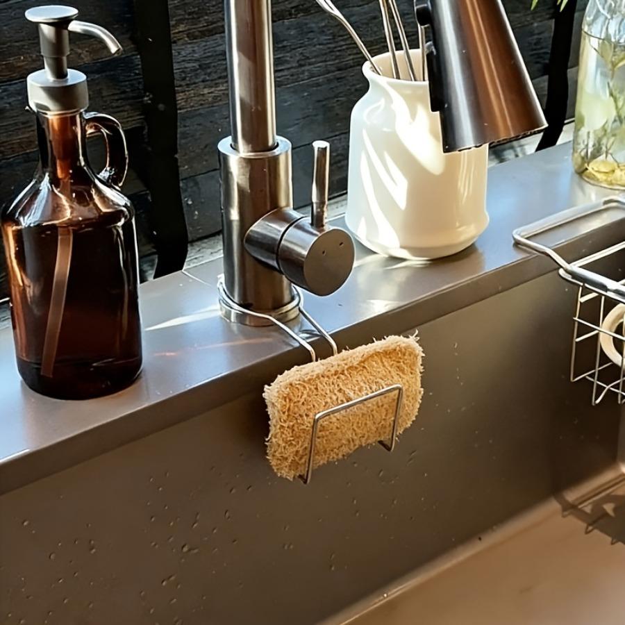 Kitchen Sink Sponge and Steel Organizer Rack Stainless Steel Sponge Drying Rack Hole-Free Sink Organizer