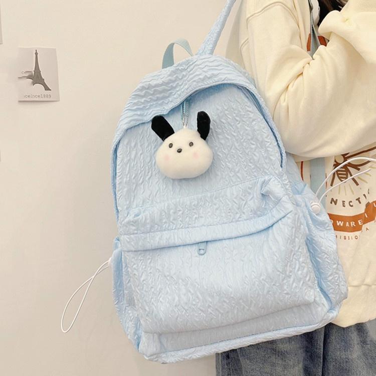 IELGY Unprinted Schoolbag Female College Student Korean Version Ins Large Capacity Simple Solid Color Backpack Junior High School Student Backpack