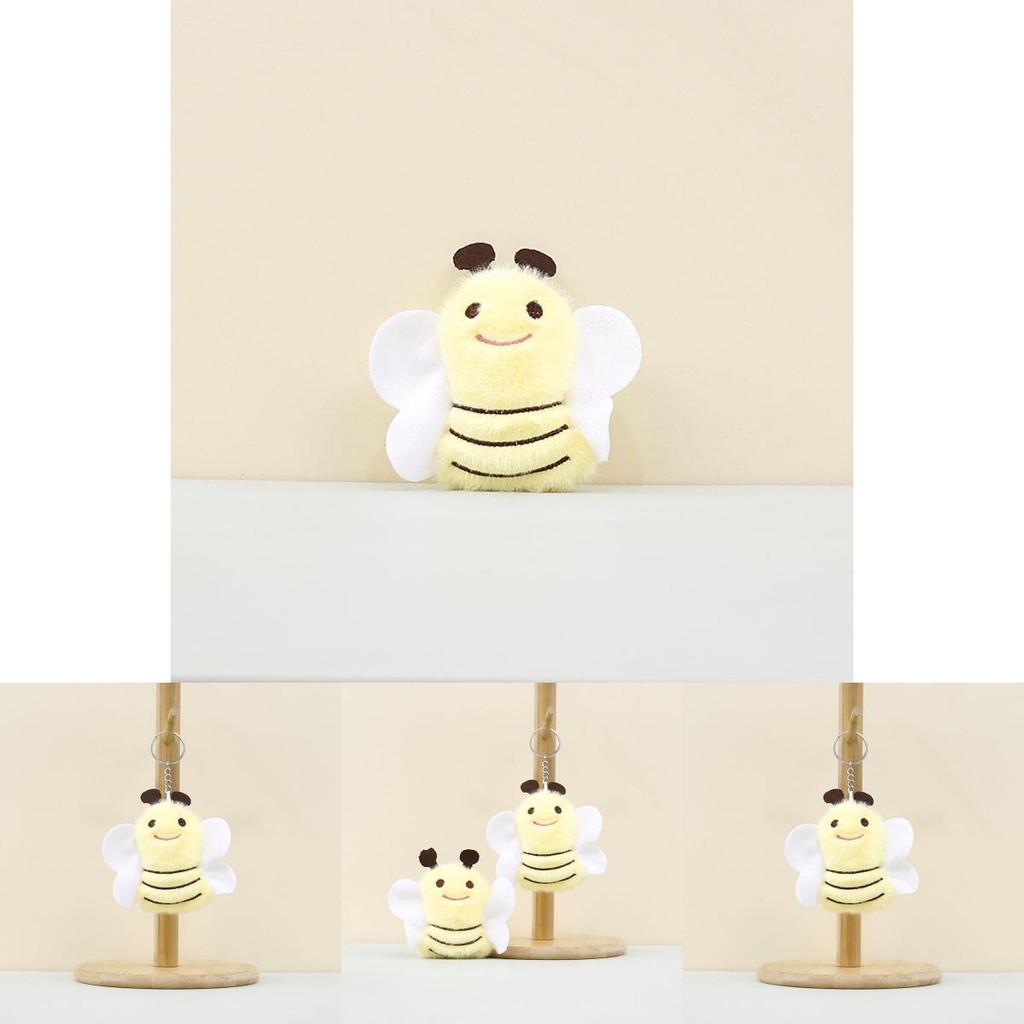 Charming Plush Bee Keychain Doll Cute Cartoon Backpack Accessory With Short Plush Material