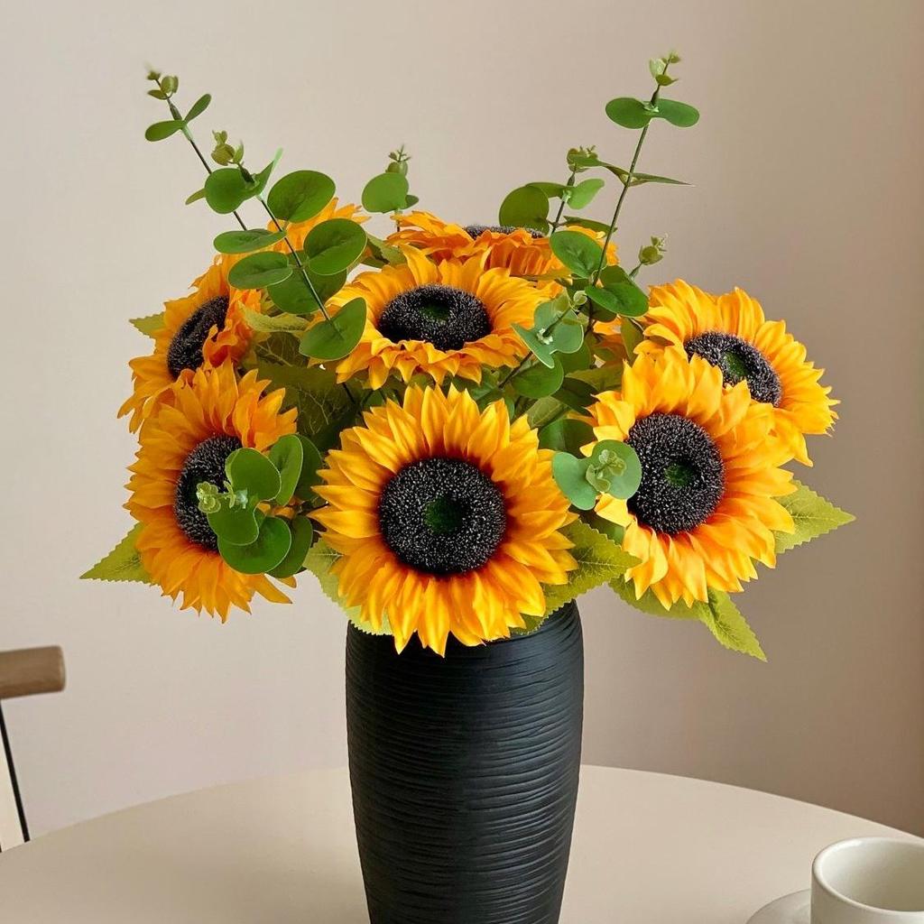 Sunflower Luxury Realistic Artificial Flower Bouquet for Living Room Dining Table Display Decor