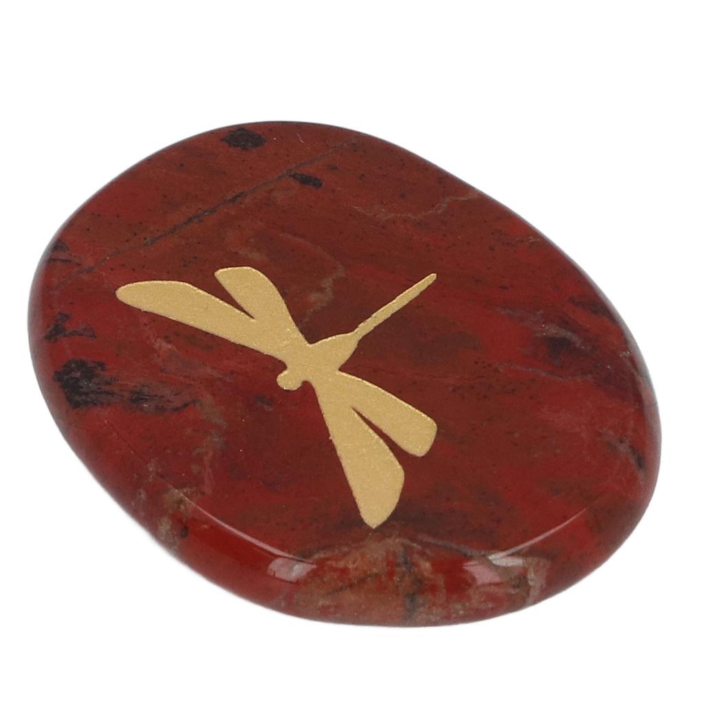Worry Stone Gold Color Carved Dragonfly Sk Relaxing and Soothing Balance Stone