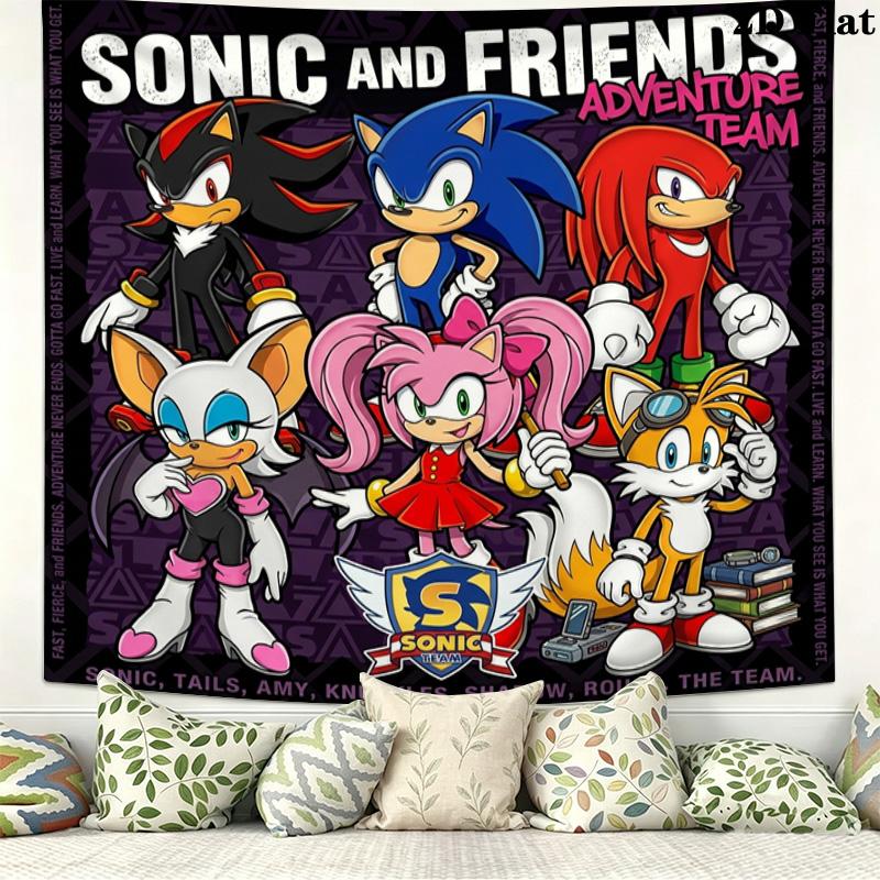 Sonic Hedgehog Wall Tapestry Aesthetic Wall Hanging Printed Fabric Blanket Decorative Tapestries For Bedroom Living Room Home Decor