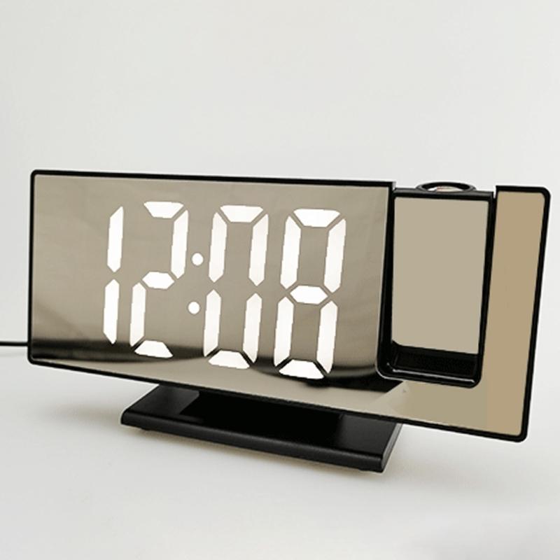 Digital Clock Temperature Display with Projection and Mirror Alarm Clock for Bedroom Easy to Set with Projection
