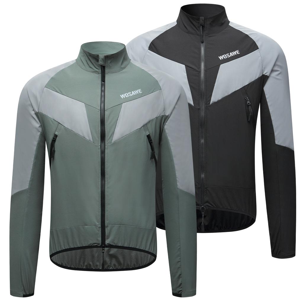 WOSAWE Men Women Mountain Bike Motorcycle Night Riding Multi-Pocket Windproof Waterproof Breathable Reflective Riding Jacket