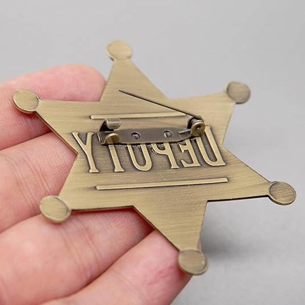 Distintivi da Sceriffo per Adulti Occidentali Costume Stella a Forma di Spilla Metallica Brooch Feste di Carnevale Regali per Halloween Cowboy Onore Giocattolo Scolastico