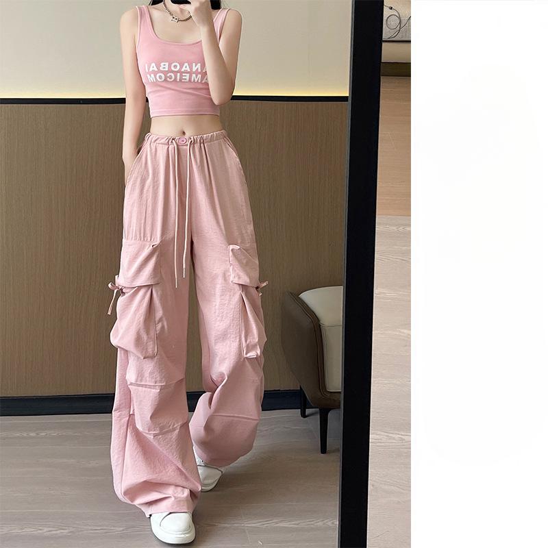 Arbeitshose für Damen Sommer Dünn Neu Hohe Taille Hängefallschirm Weitbeinige Hose zum Abnehmen Schnelltrocknende Sporthose