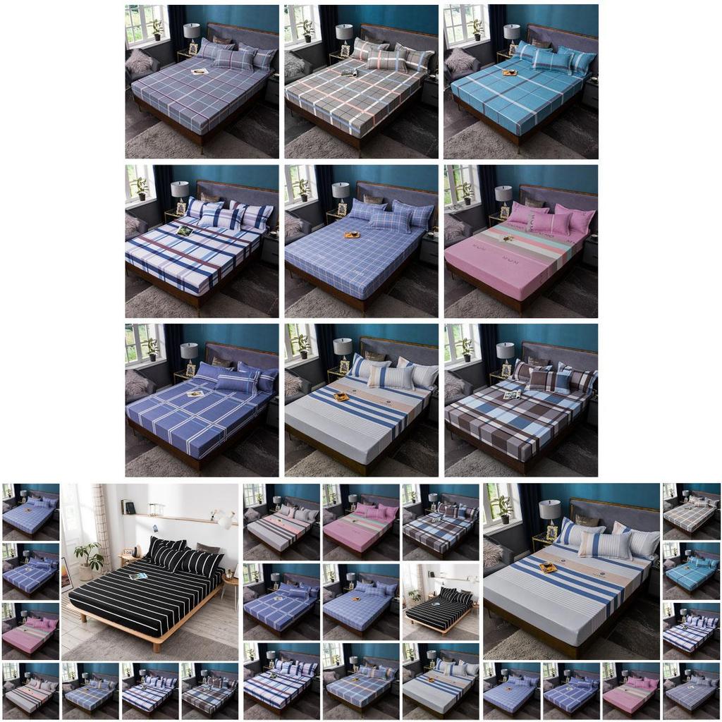 Elegant 3pcs Printed Fitted Sheet And Pillowcases Set With Floral Print Design