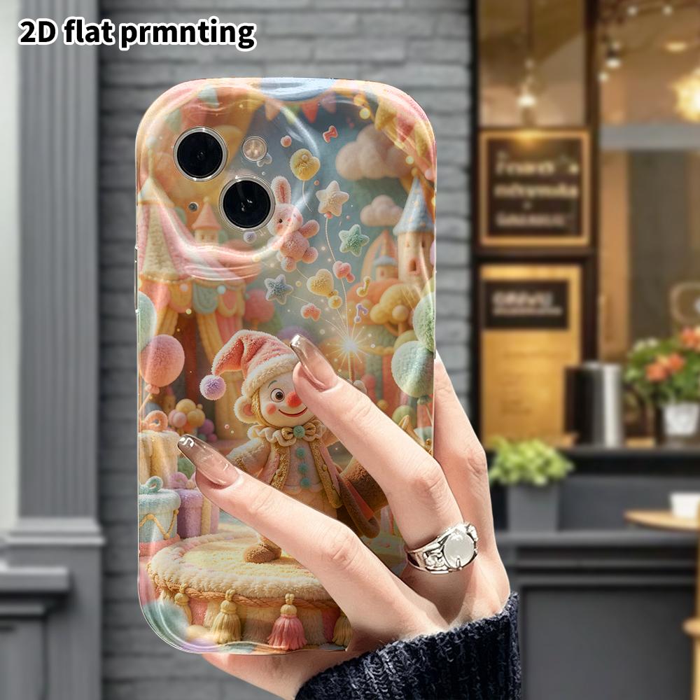 Phone Case: 2D flat design suitable for iPhone 18 17 16 15 14 13 Pro protective case, circus clown, perfect Christmas and Halloween holiday gift