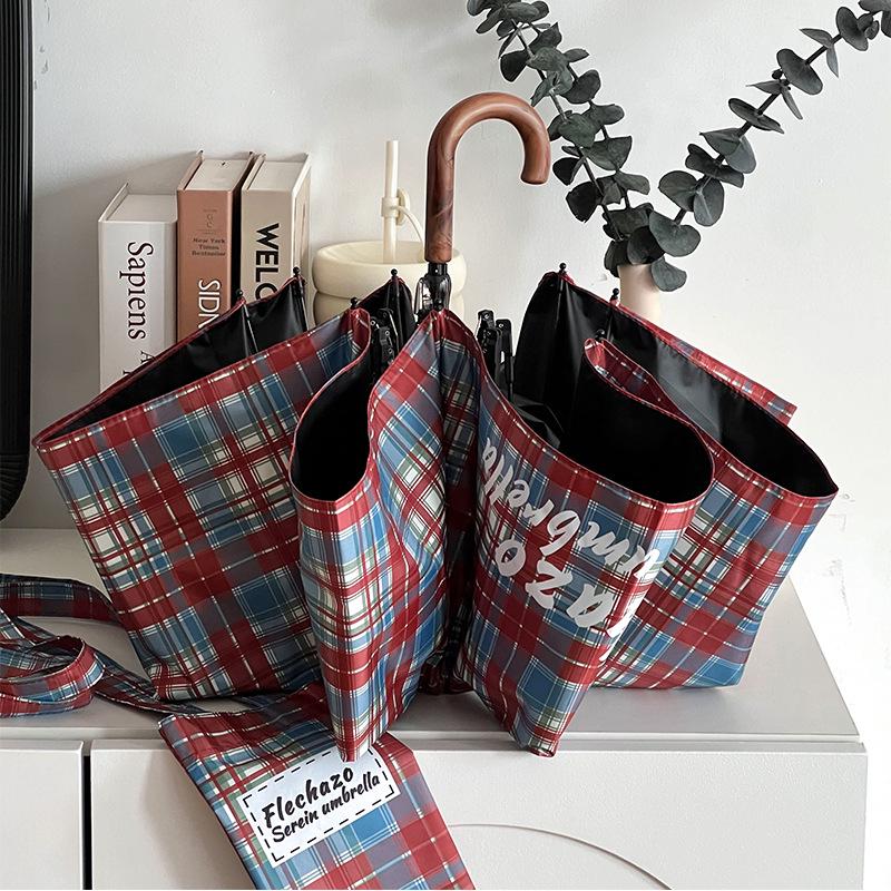 Korean Style Sun & Rain UV Protection Umbrella for Women - Manual Foldable with Curved Hook and Black Glue Sunshade