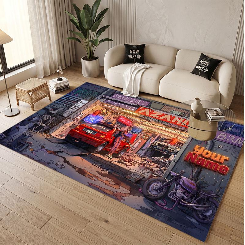 Other Similar Designs Theme Soft Crystal Velvet Rug Custom Name & Text Print Non Slip Floor Rug for Bedroom Living Room
