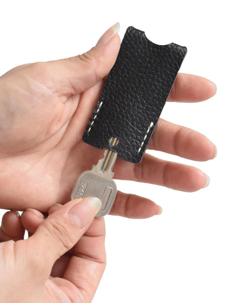 Key Cover, Leather, Genuine Leather, Men's, Women's, Keeper, Key Cover, Set of 3, Silent Key Cover, Protect All Keys (A)