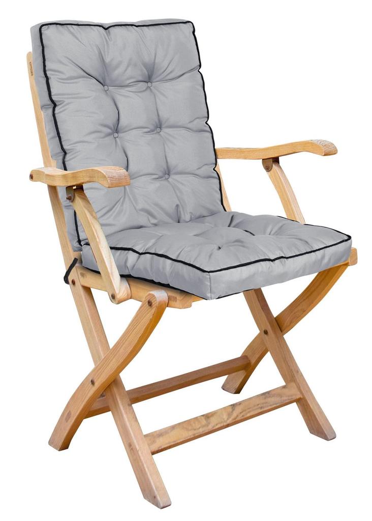 Garden Chair Cushion, Waterproof, Tied with Strings, High Side and Piping, 50x50x80 Cm