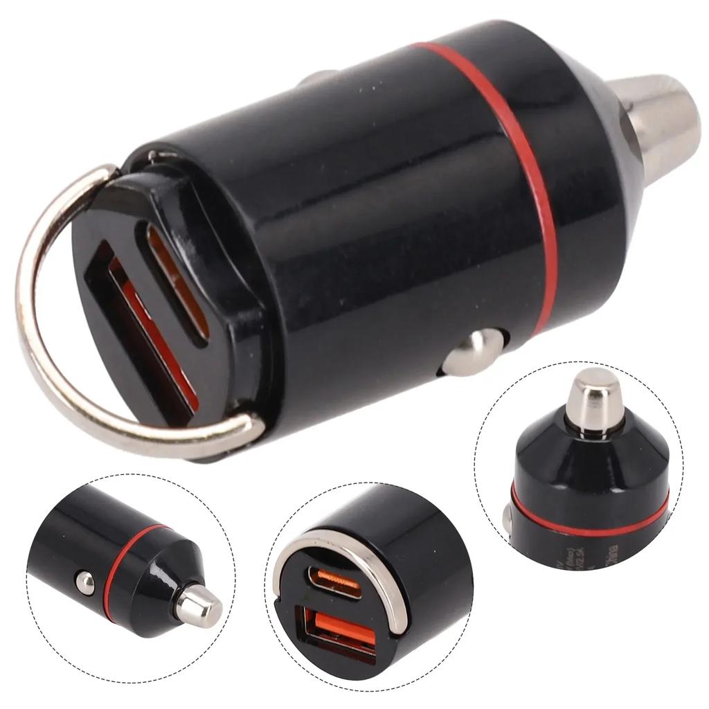1x USB Car Phone Charger QC3.0/ PD30W Dual-output Fast Charging 12V/24V 36W Battery-Charging Units Aluminum Alloy Accessories